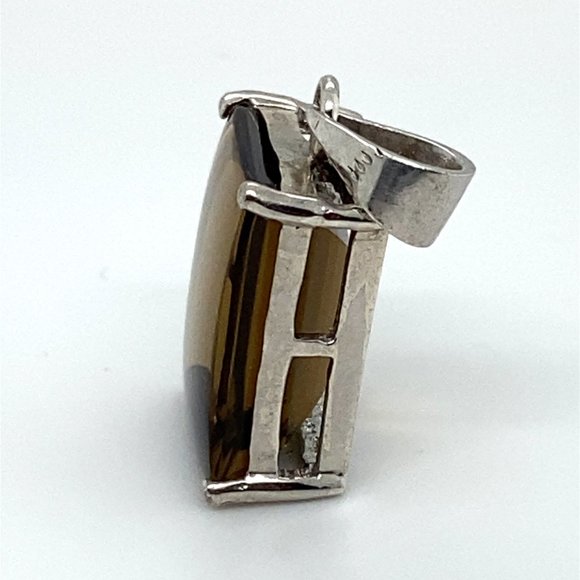 Smoky Quartz 12.17ct Rhodium Finish Solid 925 Sterling Silver Pendant - Picture 7 of 7